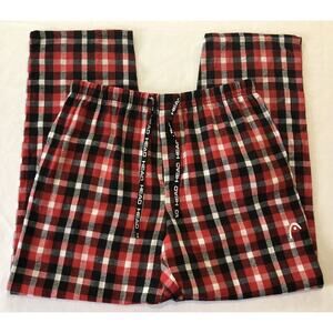 Head Lounge Pants Men M Red Plaid Flannel Sleepwear Pajamas Cotton Pockets Logo
